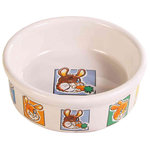 Ceramic bowl with motif for hamsters, 90 ml/ø 8 cm, white