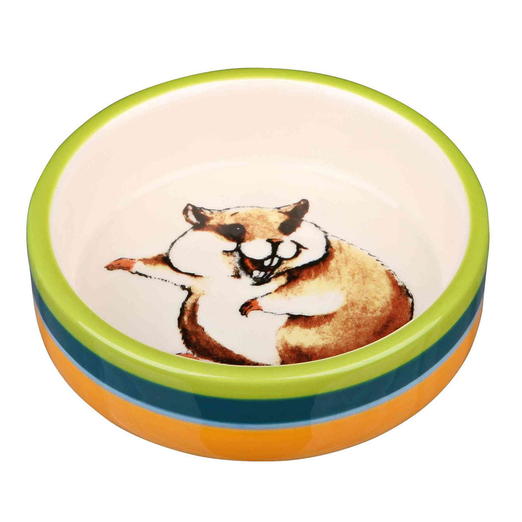 Ceramic bowl for hamsters, 80 ml/ø 8 cm, multi coloured/cream