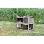 natura small animal hutch with outdoor run, 124 × 102 × 78 cm, grey/brown
