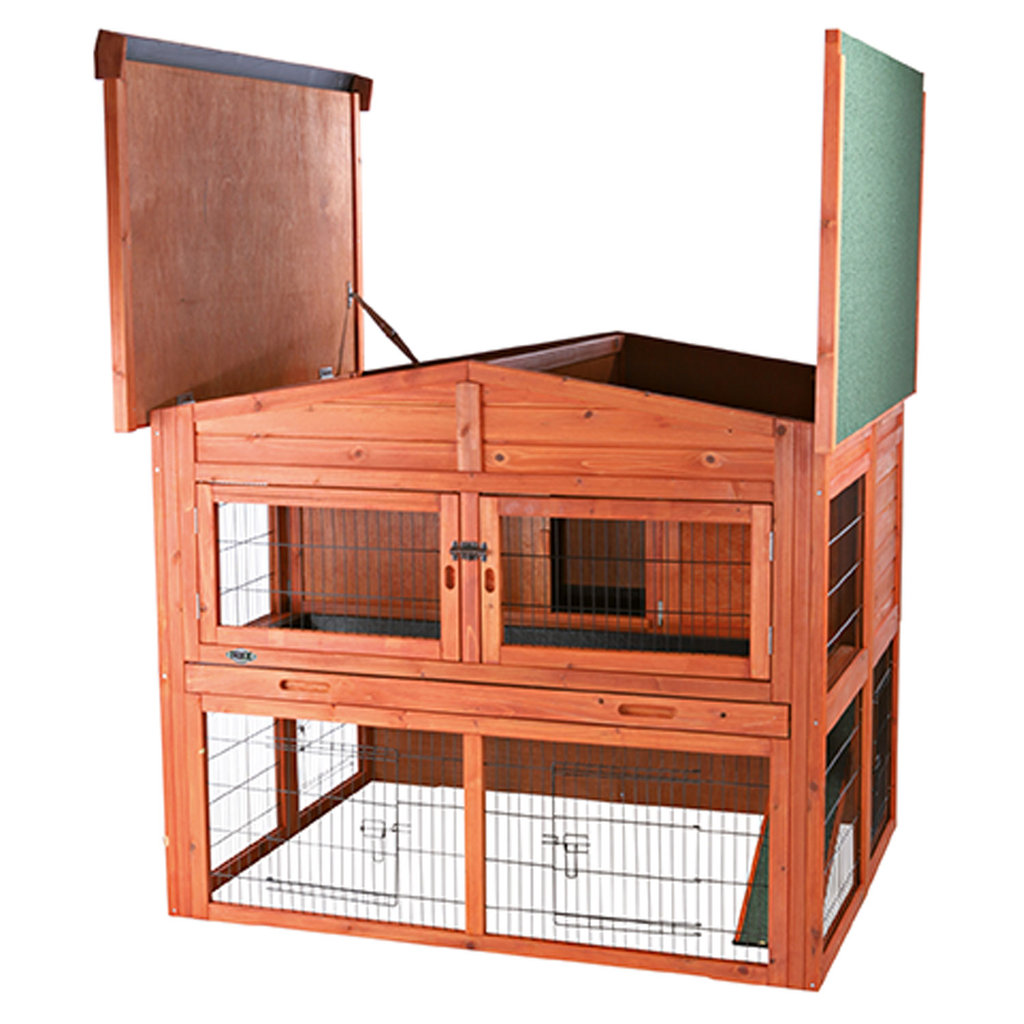 natura small animal hutch XL, 2 storeys, 135 × 115 × 112 cm, brown