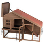 natura small animal hutch with outdoor run, 151 × 107 × 80 cm, brown