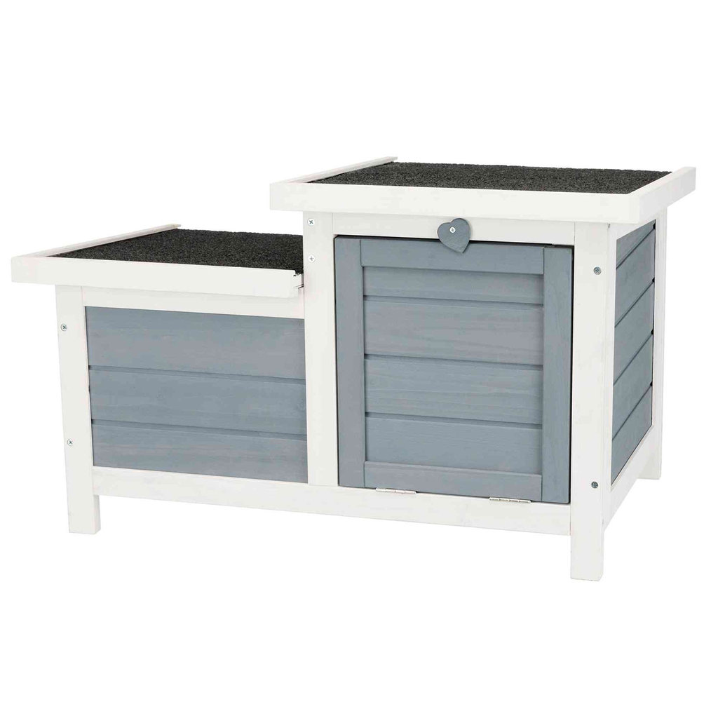 natura small animal hutch with two entrances, 70 × 43 × 45 cm, grey/white