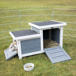 natura small animal hutch with two entrances, 70 × 43 × 45 cm, grey/white