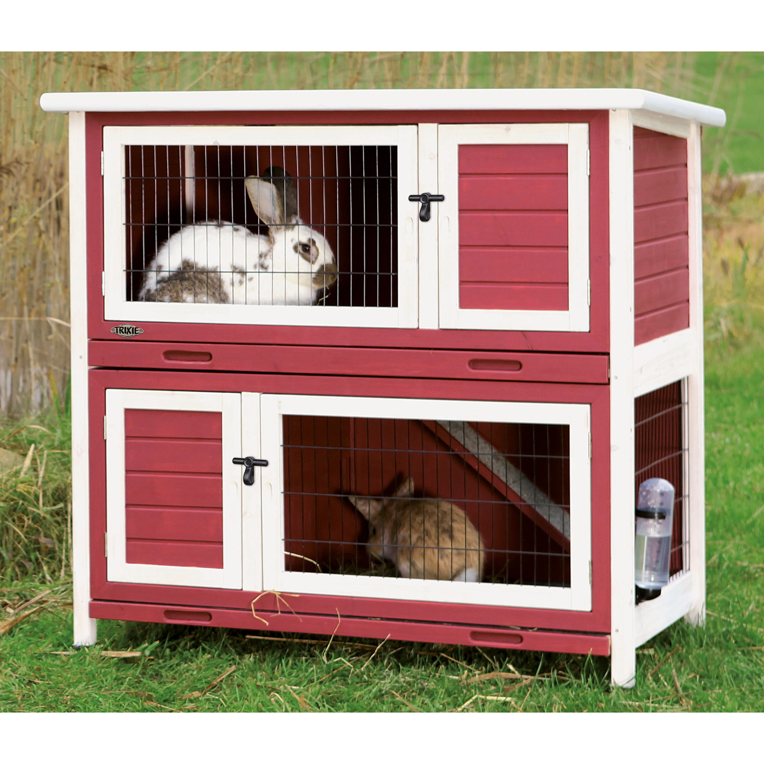 natura small animal hutch 2 storeys 116 111 65 cm grey green TRIXIE