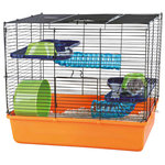 Cage with basic equipment for hamsters, 40 × 38 × 30 cm, orange/blue/green
