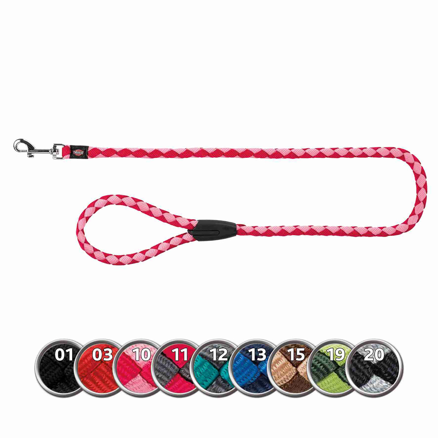 Correa Trenzada Para Perro TRIXIE - 2 Metros Longitud, 12 Mm Diámetro, Azul, Cómoda Y Segura Para Paseos