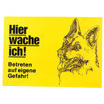 Cartel Aviso Hier wache ich, 30 x 21 cm, Amarillo