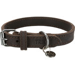 Rustic fatleather collar, XS–S: 27–34 cm/18 mm, dark brown