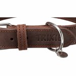 Rustic fatleather collar, XS–S: 27–34 cm/18 mm, dark brown