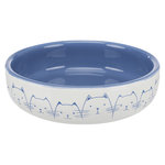Comedero Gato Nariz Corta, Cerámica, 0.3 l / ø15 cm, Azul-Blanco