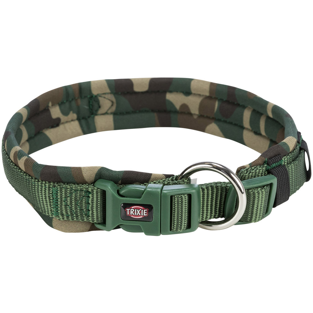 Premium collar, extra wide neoprene padding, S–M: 35–42 cm/15 mm, camouflage/forest green