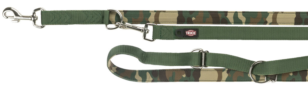 Premium adjustable leash, neoprene padded, L–XL: 2.00 m/25 mm, camouflage/forest