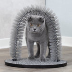 Massage and fur care arch, cat, 36 × 33 cm, grey