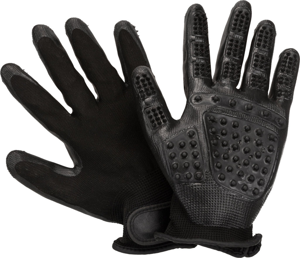 Fur care gloves, 1 pair, nylon/rubber, 16 × 23 cm
