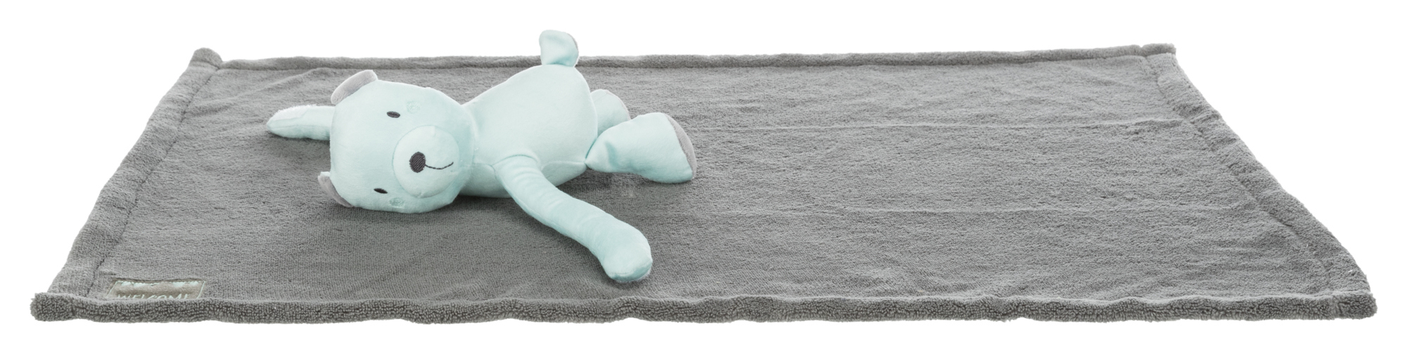 Junior cuddly set blanket/bear, plush, 75 × 50 cm, grey/mint