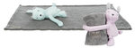 Junior cuddly set blanket/bear, plush, 75 × 50 cm, grey/mint