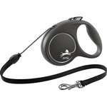 flexi BLACK DESIGN, cord leash, M: 5 m, black