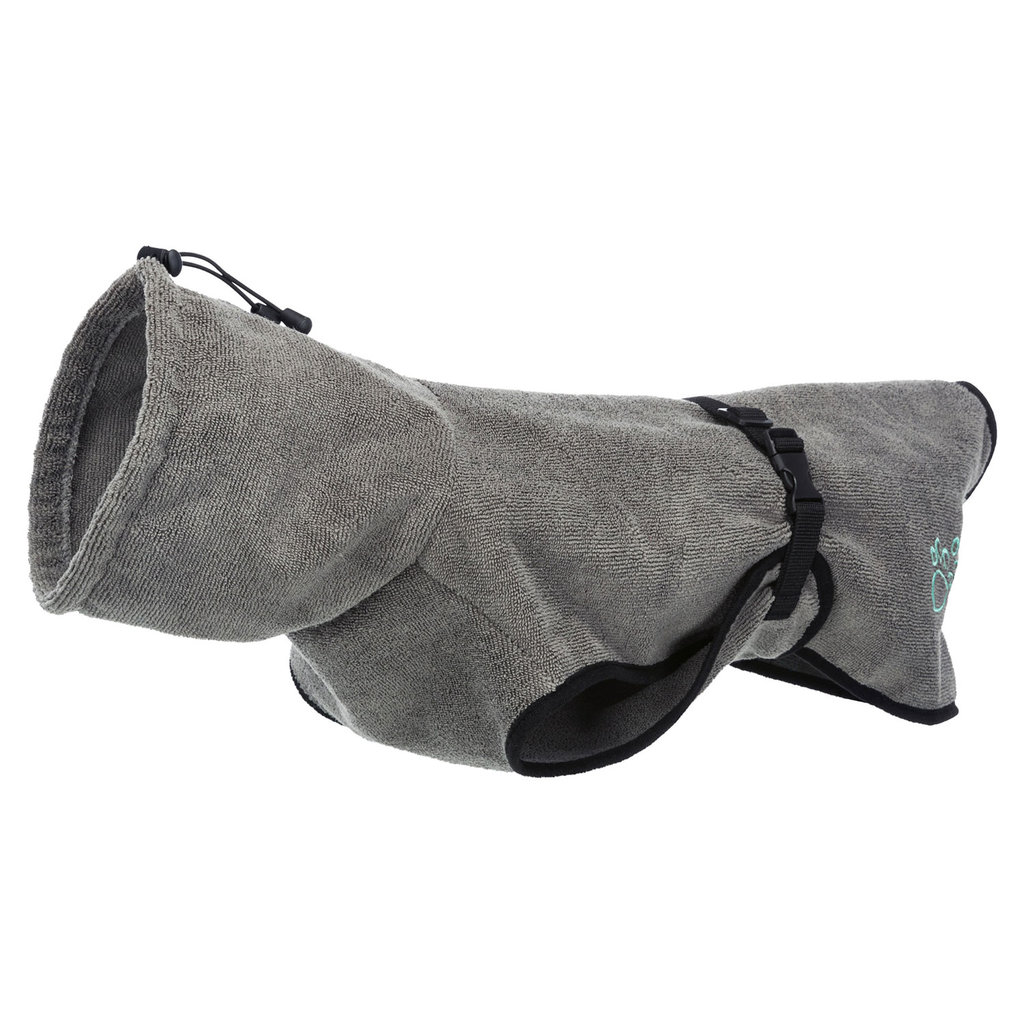 Bata de baño para perros, tela de rizo, XL: 75 cm, Gris