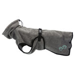 Bata de baño para perros, tela de rizo, XL: 75 cm, Gris