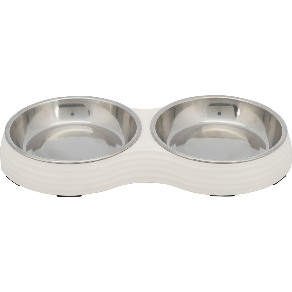 Bowl set, melamine/stainless steel, 2 × 0.2 l/ø 13 cm/27 × 3 × 14 cm, white