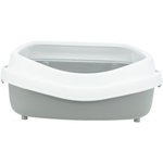 Primo XXL cat litter tray with rim, 56 × 25 × 71 cm, grey/white