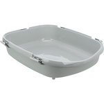 Primo XXL Top cat litter tray with hood, 56 × 47 × 71 cm, grey/white
