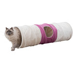 Playing tunnel XXL, plush, ø 35 × 115 cm, beige/fuchsia