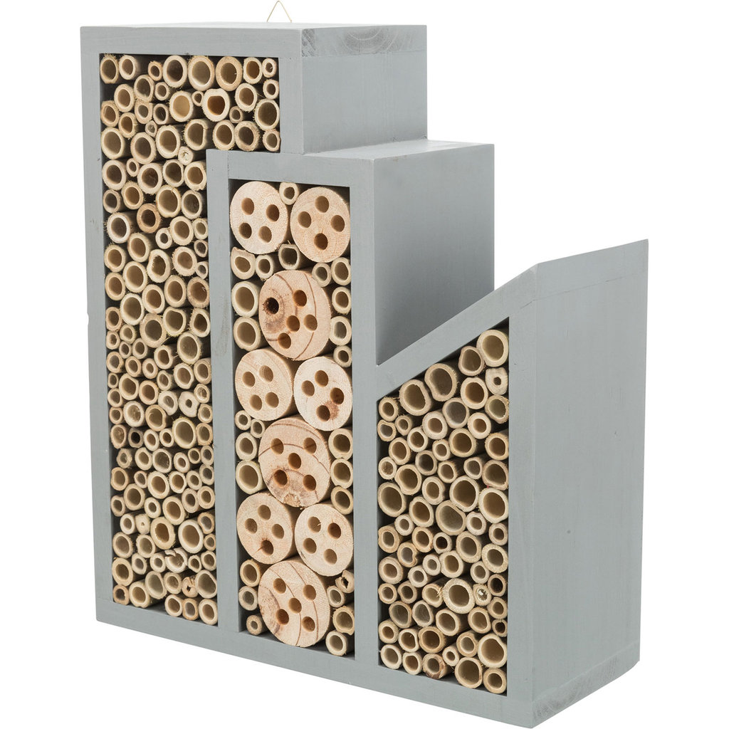 Bee hotel, wood, 30 × 35 × 12 cm