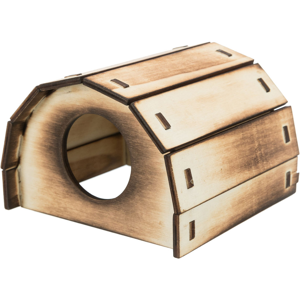 Mikkel wooden house, flamed, 13 × 9 × 12 cm