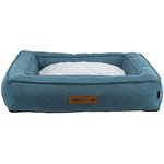 Vital Cama Tonio, cuadrado, 80 × 60 cm, Azul petróleo/Blanco-Gris
