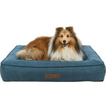 Vital Cama Tonio, cuadrado, 80 × 60 cm, Azul petróleo/Blanco-Gris