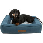 Vital Cama Tonio, cuadrado, 80 × 60 cm, Azul petróleo/Blanco-Gris