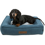 Vital Cama Tonio, cuadrado, 80 × 60 cm, Azul petróleo/Blanco-Gris