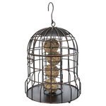 Fat ball feeder with protective grid, metal, ø 20 × 25 cm, black/bronze