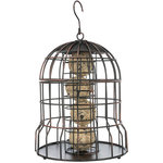 Fat ball feeder with protective grid, metal, ø 20 × 25 cm, black/bronze