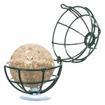 Fat ball feeder for window pane, metal, ø 7 cm, dark green