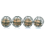 Fat ball holder for window pane, metal, ø 7 × 29 cm, dark green