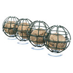 Fat ball holder for window pane, metal, ø 7 × 29 cm, dark green