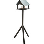 natura Comedero Pájaros, madera de abeto, 29 × 27 × 38 cm/1.24 m, Negro