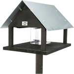 natura Comedero Pájaros, madera de abeto, 29 × 27 × 38 cm/1.24 m, Negro