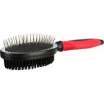 Brush,double-sided,plastic/nylon&metall bristles, 7 × 25 cm