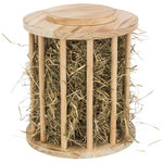 Hay manger, with lid, wood/flamed, ø 20 × 23 cm