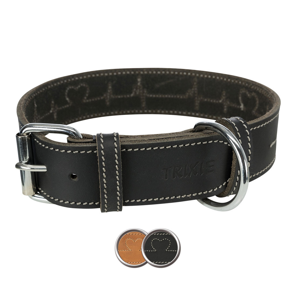 Collar de Cuero Engrasado Rustic, L–XL: 55–65cm/40mm, Marrón