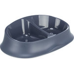 Double bowl, plastic/rubber ring, 2 × 0.25 l/10 × 12 cm/27 × 7 × 18 cm, blue