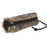 Fur training dummy, plush/polyester, ø 6 × 20 cm, rabbit fur look/black