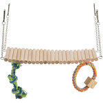 Suspension bridge w. rope & toy, hamster,wood/rope, 30 × 17 × 9 cm