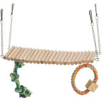 Suspension bridge w. rope & toy, hamster,wood/rope, 30 × 17 × 9 cm