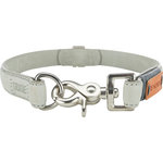BE NORDIC Collar de Cuero, L–XL, 55 cm/30 mm, Gris claro