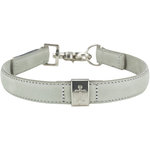 BE NORDIC Collar de Cuero, L–XL, 55 cm/30 mm, Gris claro