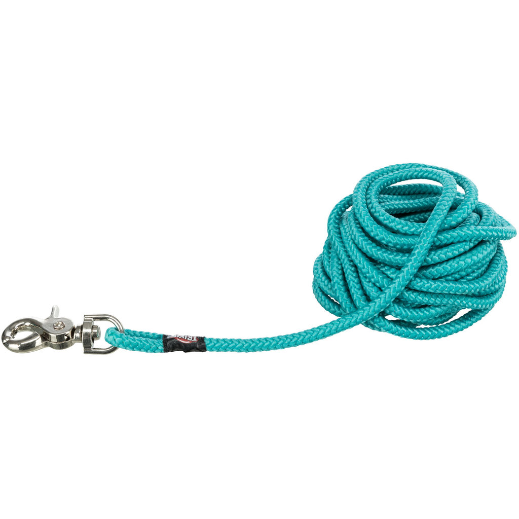 Tracking leash, trigger snap hook, round, S–L: 20 m/ø 6 mm, ocean